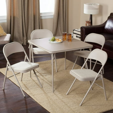 Poker Table And Chairs Meco Sudden Comfort Deluxe Single Padded Seat and Back-5 Piece Card Table Set - Buff Lace ()