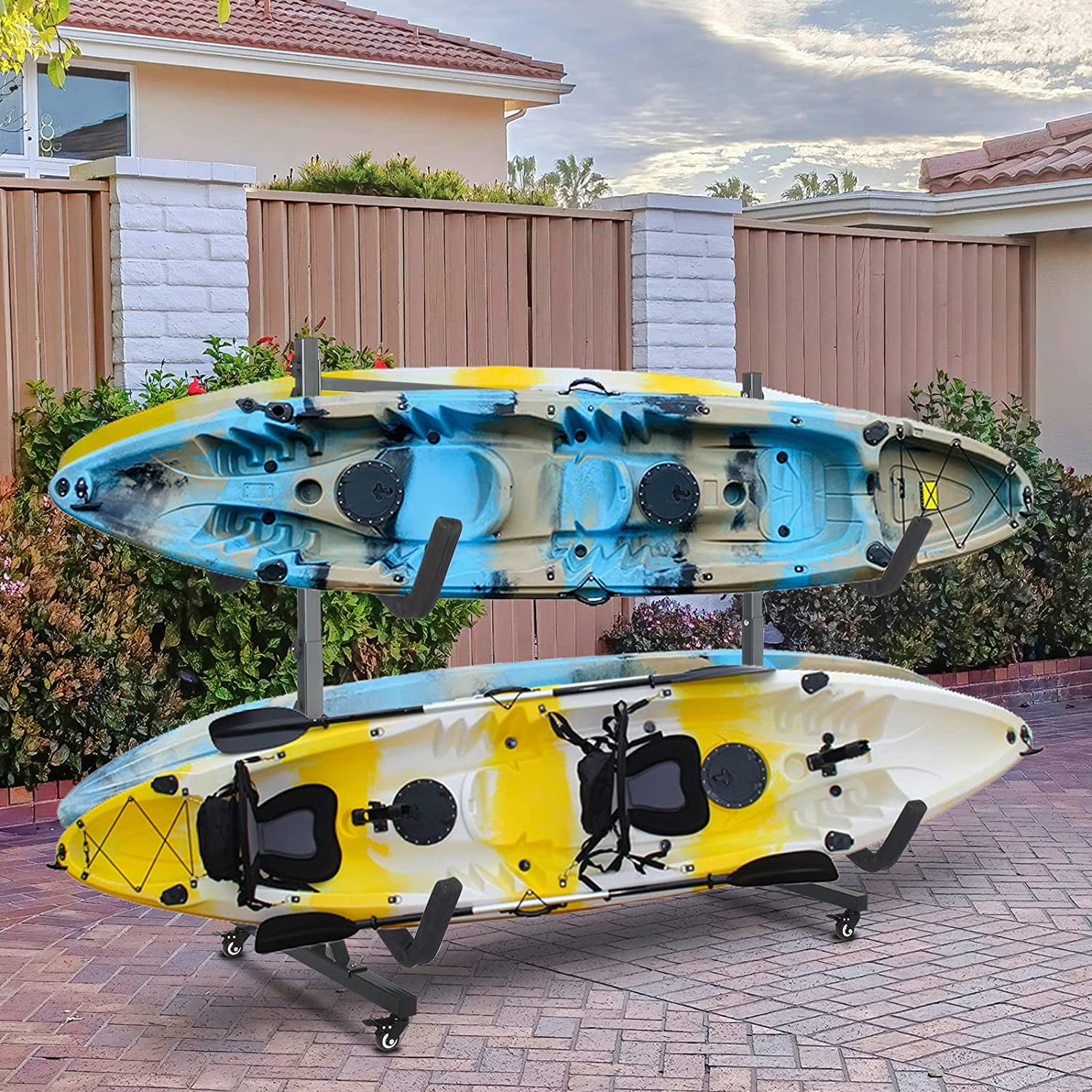 Bonnlo Freestanding Kayak Rack for 4 Kayaks