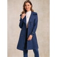 thumbnail image 2 of DARING DIVA Women's Strap Cuff Solid Double Breasted Tie Belt Trench Coats Dark Blue XL, 2 of 6
