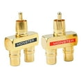 thumbnail image 1 of 2Pcs Rca Audio Y Splitter Plug Adapter 1 Male To 2 Female Gold Plated, 1 of 8