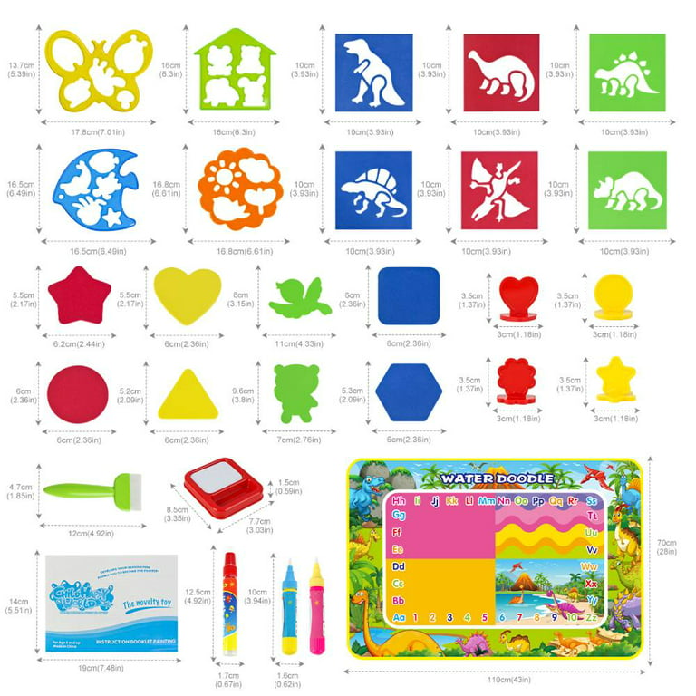 Water Magic Doodle Mat, No Mess Water Painting Drawing Pad Colourful  Educational Toy For Kids Toddlers Boys Girls 2415in