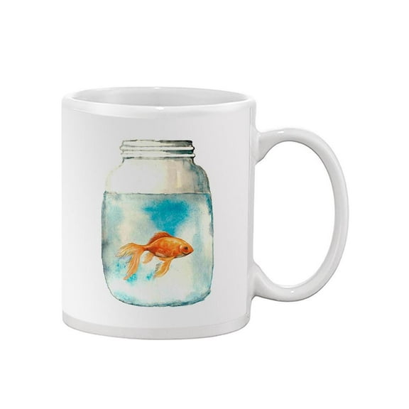 Watercolor Gold Fish In Jar Mug -Image by Shutterstock,