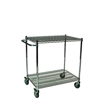 24" Deep x 48" Wide x 39" High 2 Tier Black Wire Shelf Cart