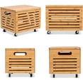 BirdRock Home Bamboo Rolling File Storage Organizer Box with Lid Natural