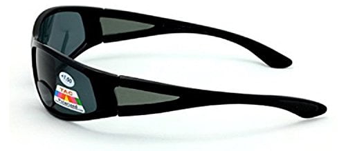 Mens Wrap Around Sport Sunglasses Polarized Plus Bifocal Reading Lens Black  -2.50