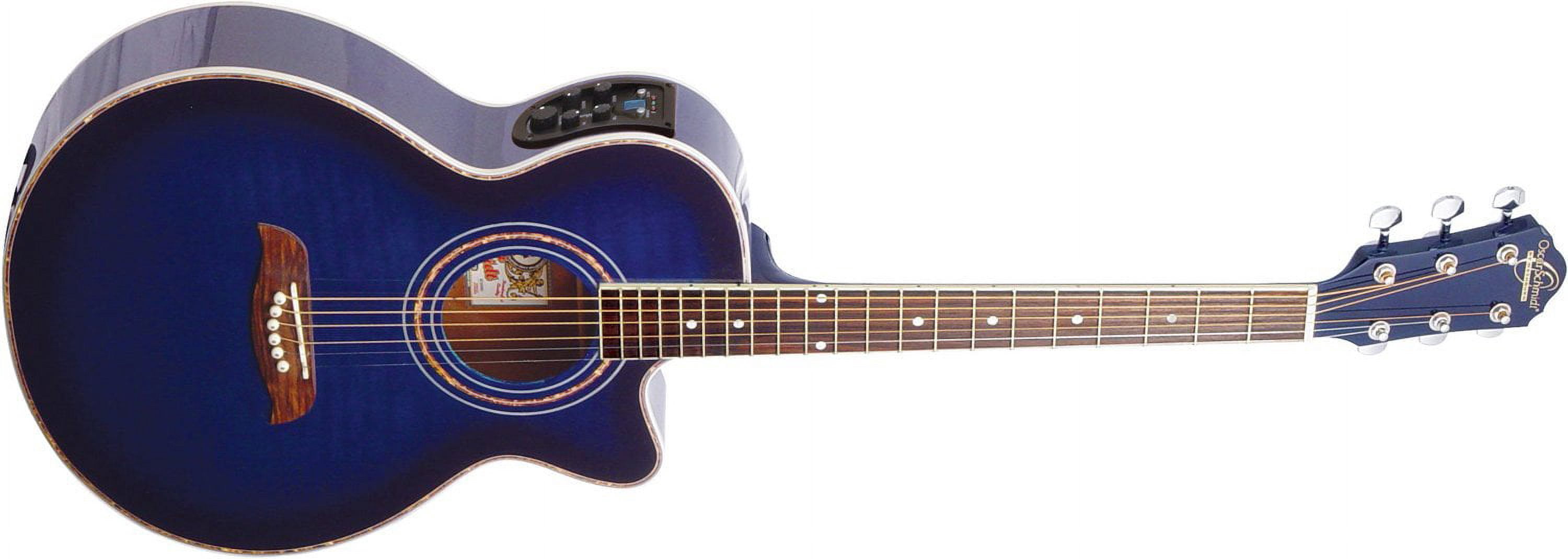 Oscar Schmidt OG10CE Cutaway Acoustic-Electric Guitar. Flame Trans Blue