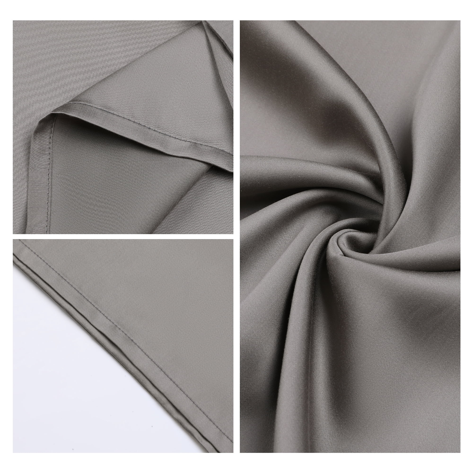Unique Bargains Satin Pillow Cases Set of 2 Cooling Pillow Covers Queen Dark Gray