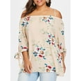 thumbnail image 1 of Rosegal For Women Plus Size Floral Cold Shoulder Blouse Apricot 3XL, 1 of 4