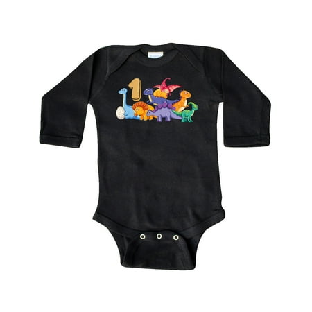 

Inktastic 1st Birthday Dinosaurs Gift Baby Boy or Baby Girl Long Sleeve Bodysuit
