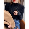 thumbnail image 3 of Suéteres de cuello alto de Cachemira suave para mujer, Jersey cálido de otoño e invierno, Tops ajustados, suéter de punto, Jersey liso para mujer, Tops, 3 of 4