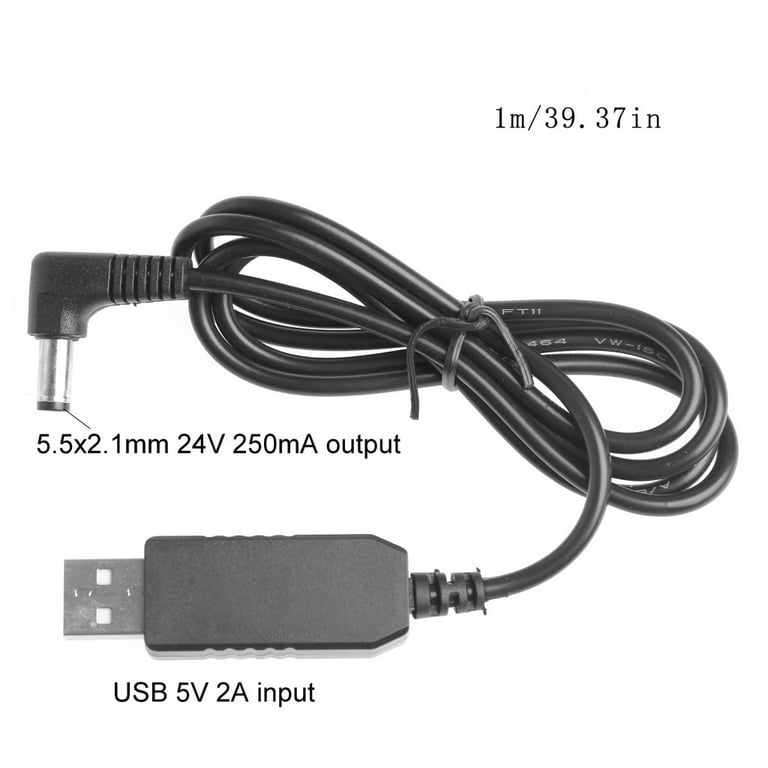 USB 5V to 24V 5.5x2.1mm Step-Up Boost Converter Voltage Power Supply Cable