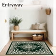 thumbnail image 3 of ODIKA 4'x6' Machine Washable Non-Slip Area Rug, Vintage Damask Scrollwork with Ornate Flourish High Traffic Rug with Pad, Green, 470584, 3 of 8