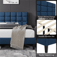 thumbnail image 3 of Fullfurnique Upholstered Platform Bed Frame with Square Tufted Headboard, Full, Navy Blue, 3 of 9