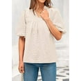 thumbnail image 5 of PRETTYGARDEN Womens Summer Tops Ruffle V Neck Blouses Loose Puff Short Sleeve Jacquard Babydoll Tops Casual Dressy T-Shirts, 5 of 9