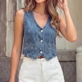 thumbnail image 5 of Tqcoqu Womens Summer Cropped Denim Vest, V-Neck Crop Western Jean Vest Top for Women Country Trendy Outfits, 5 of 6