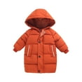thumbnail image 4 of Povozer Girl's Long Length Winter Coat Parka Puffer Jacket With Fleece Lined(Orange,1-2Y), 4 of 5