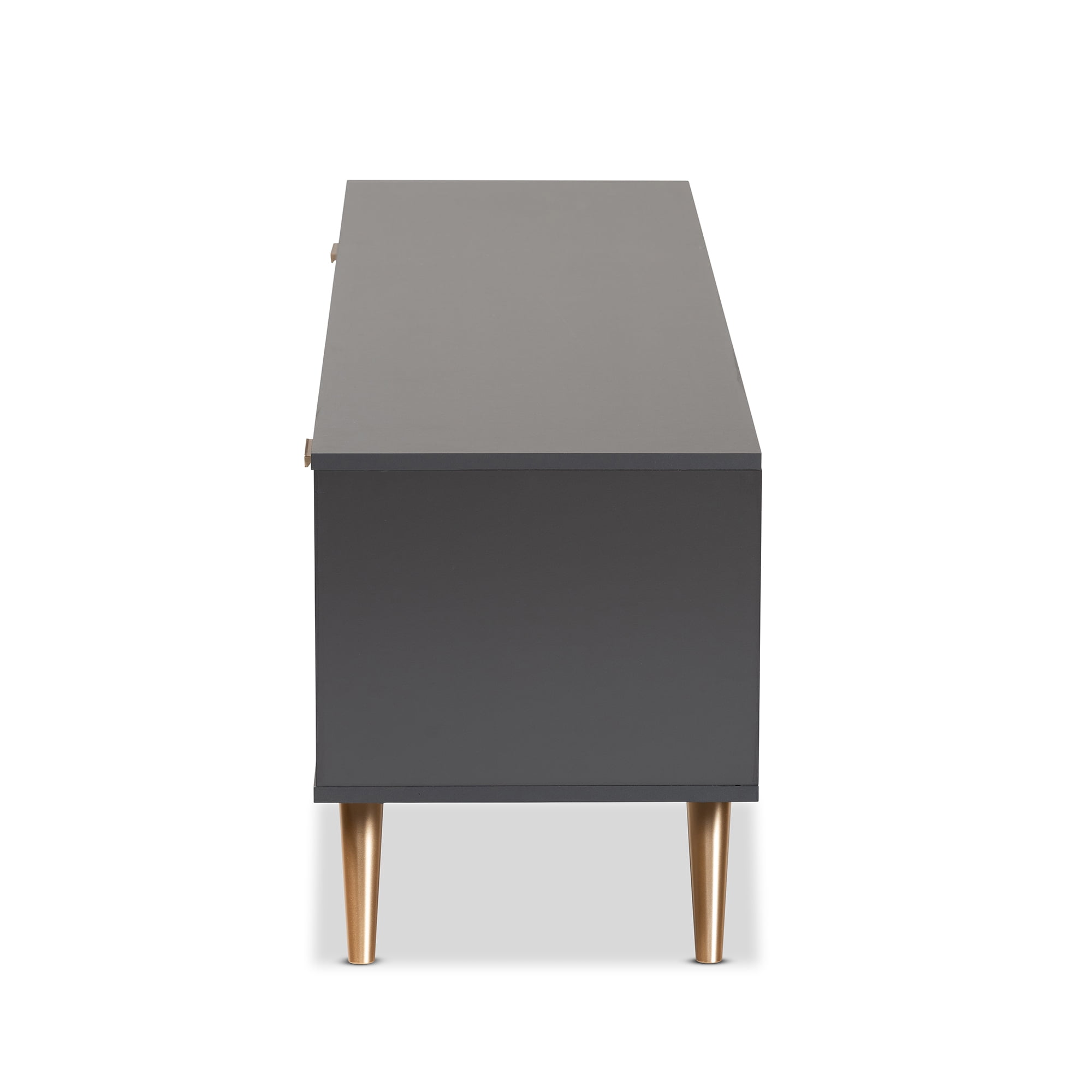 Baxton Studio Kelson Modern and Contemporary Dark Grey and Gold Finished Wood TV Stand