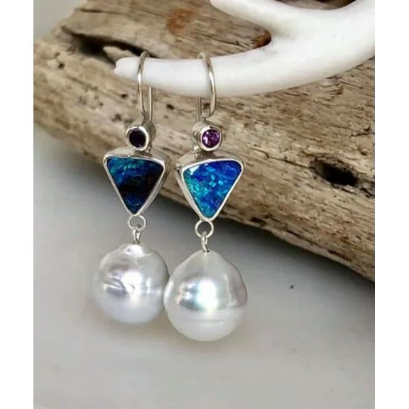 QQTDFG 925 Silver Drop Earrings for Women Turquoise Wedding Jewelry Gift A Pair/set-Style_3