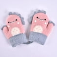 thumbnail image 1 of Guantes para niños, lindos guantes con forma de dinosaurio para dedos, anticaídas, de invierno, cálidos y a prueba de frío, con cordón ajustable, 1 of 6
