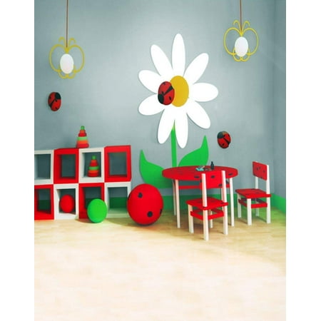 Image of ABPHOTO Polyester 5x7ft Flowers Chairs Kindergarten Photography Backdrops Photo Props Studio Background