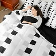 thumbnail image 4 of Homewish Female Men Adults Geometric Plaid Twin Bedding Sets 7-Piece,Black White Grey Bedding Comforter Set Microfiber,Minimalist Grid Checkered Breathable Sheet Sets,Luxury Bedroom Decor,Reversible, 4 of 8