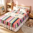 thumbnail image 4 of Linnome Ruffled Bed Skirt with Pillowcases 3 Piece Set Elastic Bed Sheet Bed Cover for Bedroom Decor Machine Washable, 4 of 9