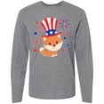 thumbnail image 3 of Inktastic 4th of July Cute Fox with Blue and Red Fireworks Long Sleeve T-Shirt, 3 of 5