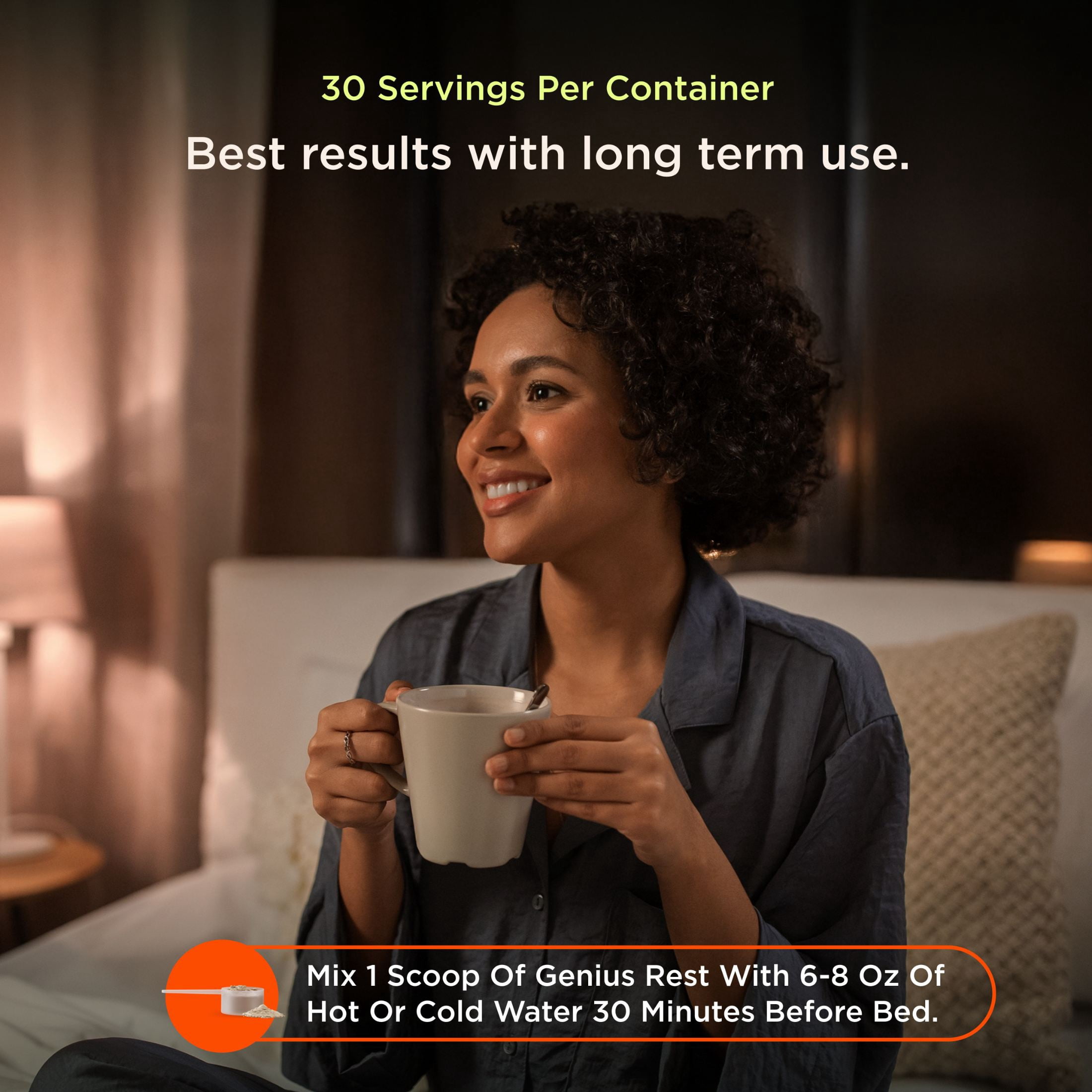 The Genius Brand Genius Rest Nootropic – Melatonin-Free Sleep Support Supplement for Calm & Relaxation – Lemon Tea – 30 Servings