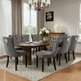 thumbnail image 3 of DONICK Velvet Upholstered Dining Chair Set of 2,Modern Tufted Kitchen Chairs Nailhead Lion Pull Ring Black Wood Legs(Gray), 3 of 10