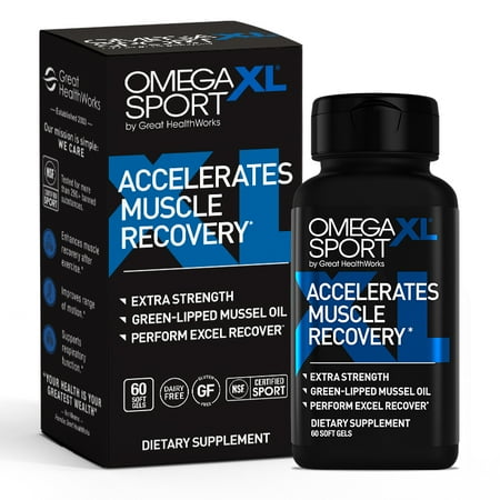 OmegaXL Sport Extra Strength Muscle Recovery Supplement and Respiratory Support Supplement - Improves DOMS and ROM, Clinically Supported Green-Lipped Mussel Oil (60 Softgels)