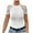 White, variant on Women's Lace Short Sleeve Blouse: Sheer Cut-Out Accent Top with Elegant Design for Summer Evening Occasions & Formal Chic Black L