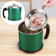 thumbnail image 1 of 1PC Stainless Steel Filter Cup Container With In Oil Strainer Red Glazed Stainless Cooking Oil Storage Can For Kitchen Easy Strain And Store Cooking Oils Dishwasher Green, 1 of 7