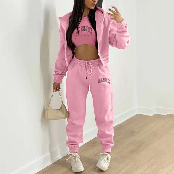 Womens Sweatsuits 2 Piece Zipper Hoodie Long Sleeve Sweatshirt with Wide Leg Pants Lounge Sets Womens Fall Womens Vacation Outfits