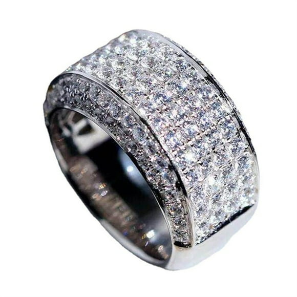Rinsvye Memorial Full inlaid Memorial Womens Ring Zircon Ring Half Ring Vintage Rings for Men Rings for Chunky Rings Finger Rings for Men