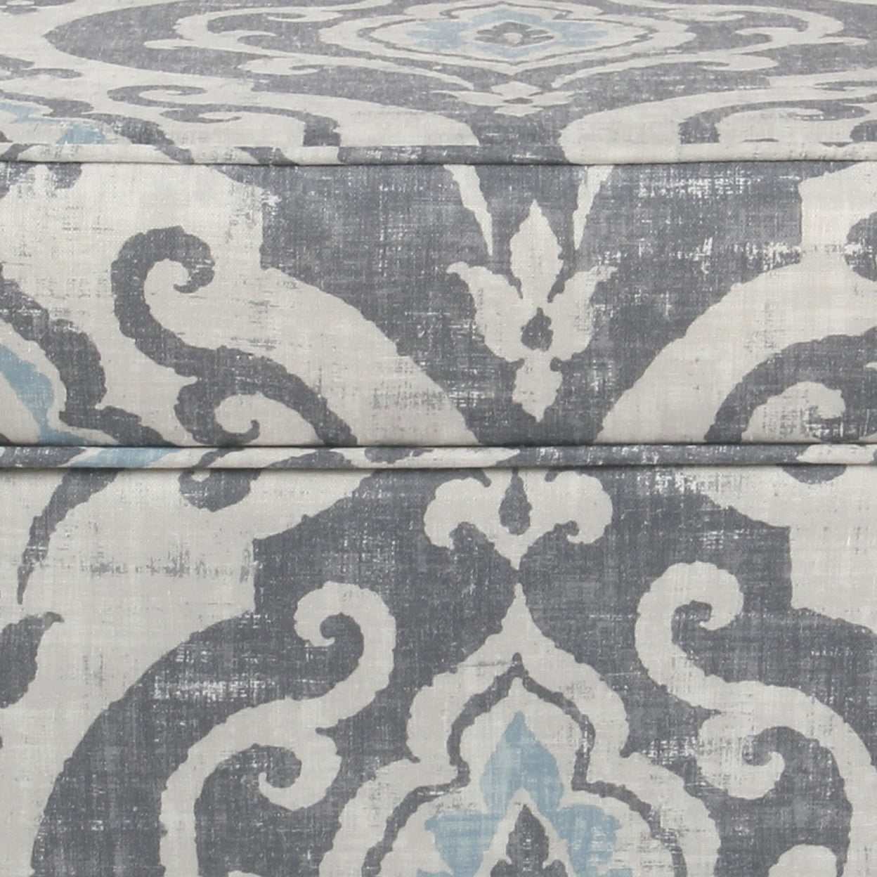 HomePop Suri Transitional Fabric Storage Ottoman with Slate Pattern in Blue