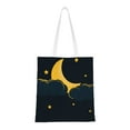 thumbnail image 1 of DouZhe Reusable Grocery Bags, Glittering Star Moon Night Lightweight Polyester Canvas Cloth Tote Bag for Travle Gym Shopping School, 15" x 16", 1 of 7