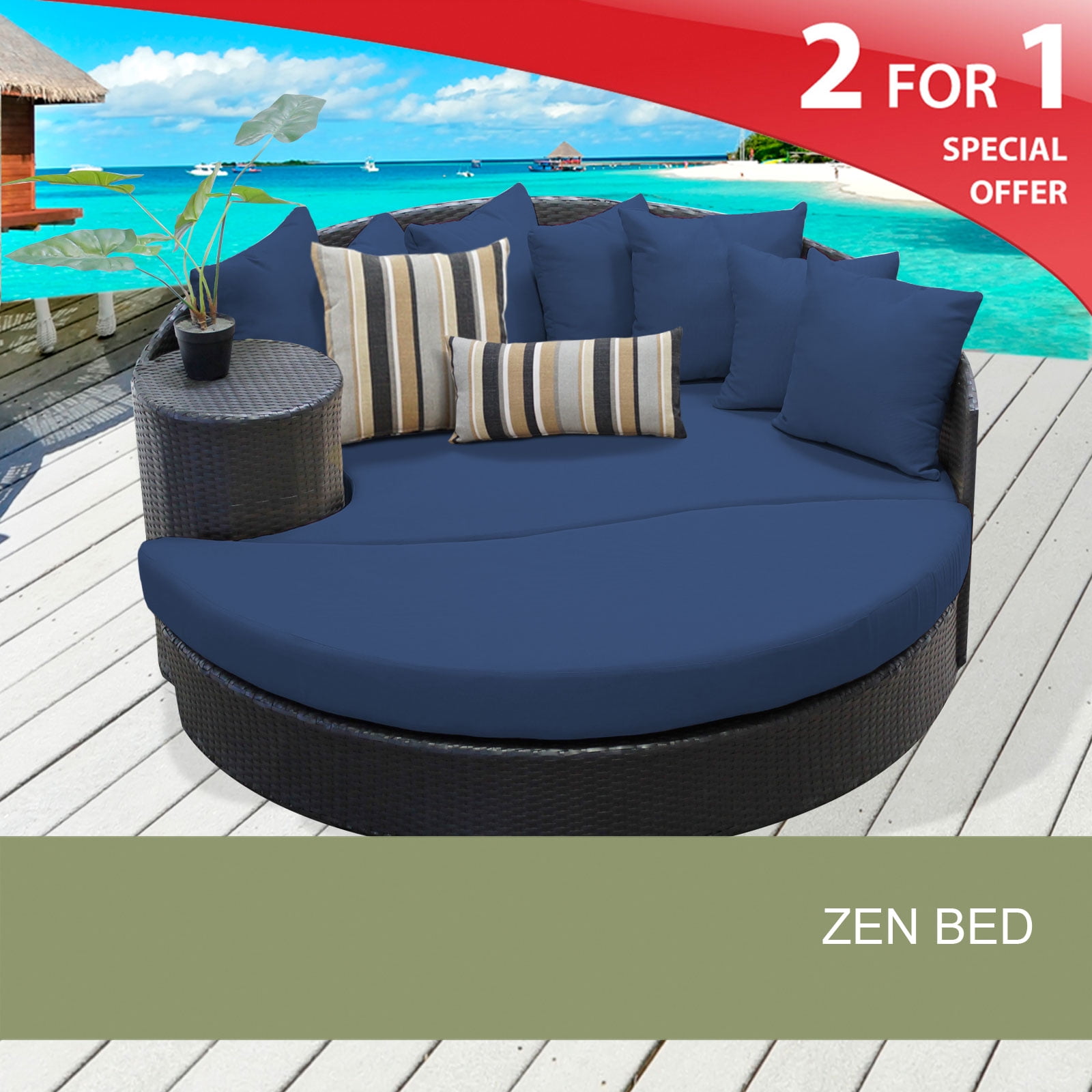 Zen Circular Sun Bed Outdoor Wicker Patio Furniture