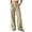 Beige, variant on Women's Cotton Linen Wide Leg Pants Dressy Casual Flowy Palazzo Pants Button Down Elastic Waisted Pants with Pockets, Grey#2, Size XL