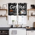 thumbnail image 2 of 2 Panels Kitchen Tier Curtains 39 Inch Length, Black Coffee Vintage Grommets Window Treatment Curtain, Farmhouse Coffee Cup Bean Thermal Curtains Drapes for Living Room/Bathroom, 2 of 9