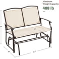 thumbnail image 2 of CRXX Outdoor Glider 2-Person Outdoor Glider Bench, Patio Chair, Rocking Patio Chairs Outdoor Loveseat for Backyard, Poolside, Garden,Porch, Heavy Duty Steel Frame, Beige, 2 of 7