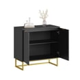 thumbnail image 2 of Moderno wood credenza consola gabinete - negra buffet sideboard con 2 doors y estante, 2 of 7