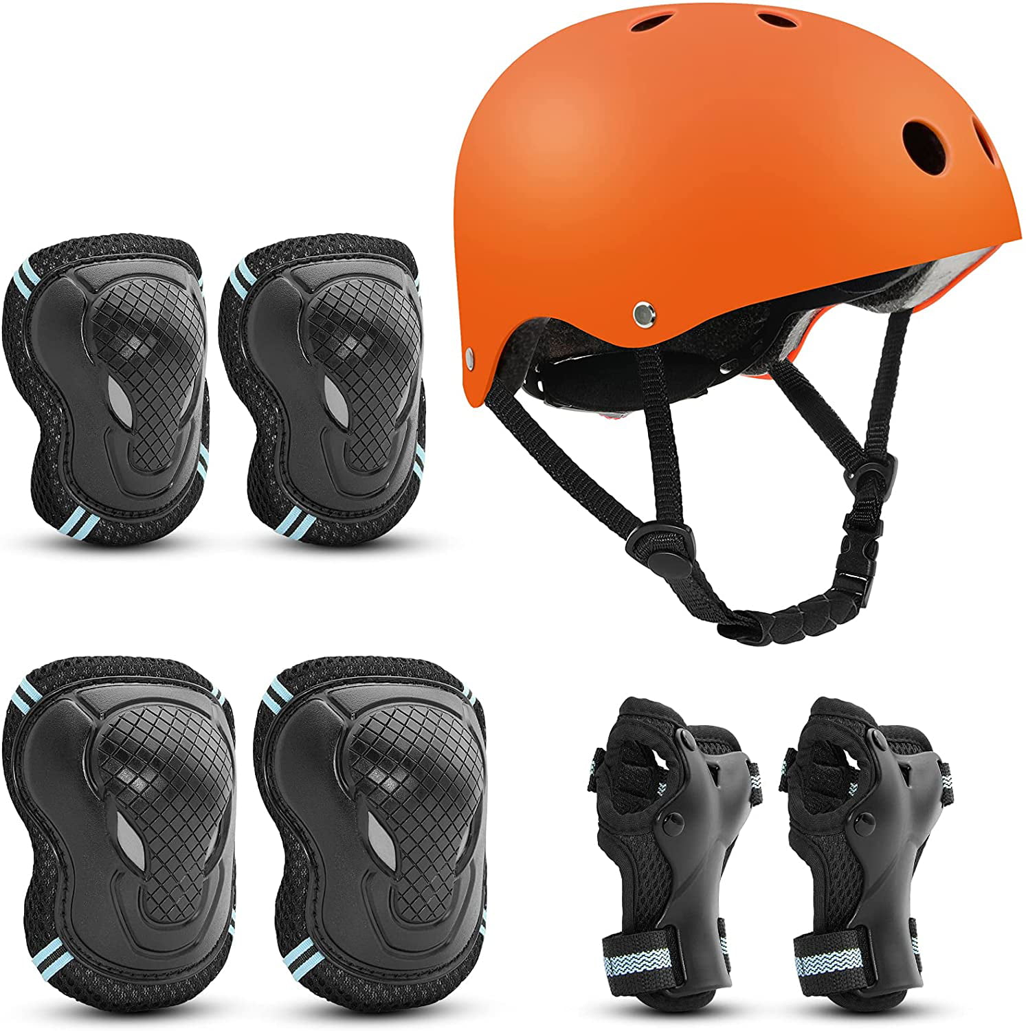 Roller Skating Helmet Wrist Elbow Knee Pads for Scooter Rollerblading Cycling Other Extreme Sports Kids Skateboarding Protective Gear Set 