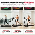 thumbnail image 4 of Folding Walk Pad Treadmills with 9% Incline and  Handle Bar, 3HP Compact Treadmill Under Desks Walking Pad with APP & 3 Colors RGB Lights, Treadmills For Home Office 1-10 KM/H & Suction Cup Bracket, 4 of 8