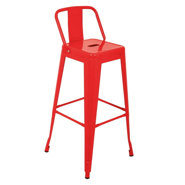 Banco Alto Tolix Vintage Con Respaldo Para Restaurante Comedor rojo