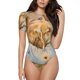 thumbnail image 1 of Fotbe Girl Hugging Dog Flowers Body de Mujer con Cuello Redondo y Mangas Cortas, Sin Mangas Ajustado, Suave, Cómodo y Básico-Medium, 1 of 6