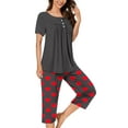thumbnail image 2 of yievot Womens Capri Pajama Sets Short Sleeve Top and Capri Pant Set Soft Sleepwear Printed 2 Piece Lounge Sets, 2 of 7
