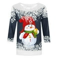 thumbnail image 4 of Christmas 3/4 Sleeve Tops for Women,Christmas Shirts for Women Casual 3/4 Length Sleeve Fall Tops Funny Cute Snowman Print Graphic Tees Blouses, 4 of 4