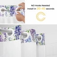 thumbnail image 2 of Purple Floral No Hooks Shower Curtain with Snap-in Liner Spring Flowers Bicycle Butterfly White Wood Grain Shower Curtains for Bathroom, Waterproof, Easy Install, Washable 54"x78", 2 of 9