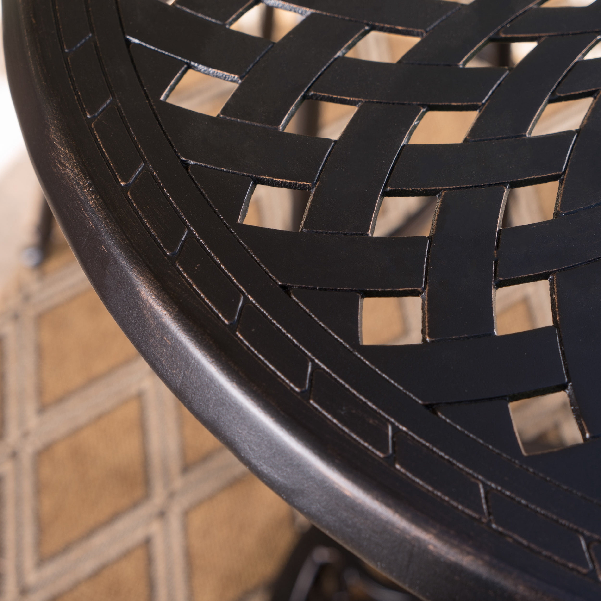 Outdoor Cast Aluminum Round Bar Table 35 Inch, Stable Height Desktop for Patio Garden, Bronze