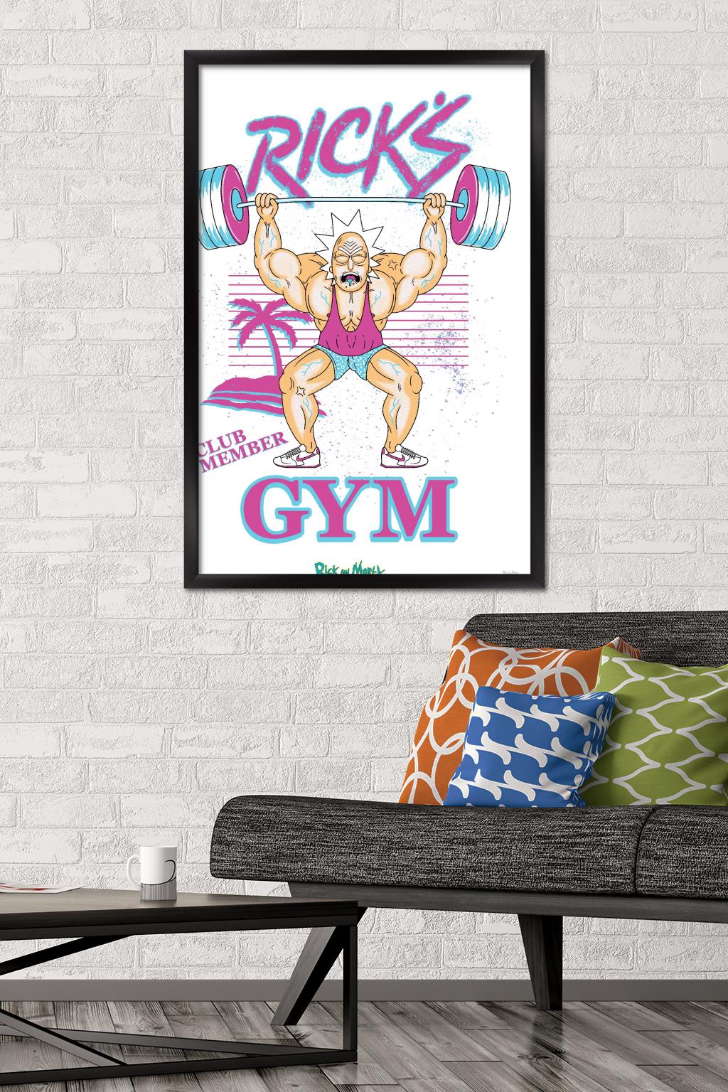 Rick And Morty - Rick's Gym Wall Poster, 22.375" x 34", Framed